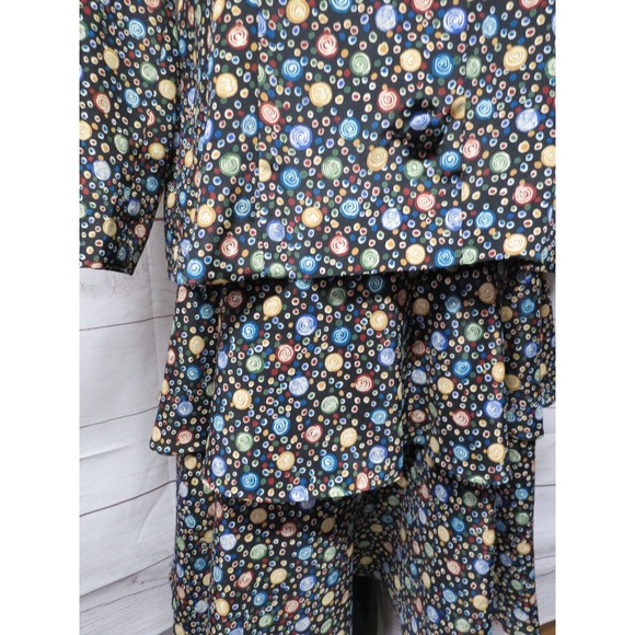 Vintage Leslie Fay 12 Petite 80s 90s Two Piece Abstract Dress Layered Skirt - Picture 3 of 12